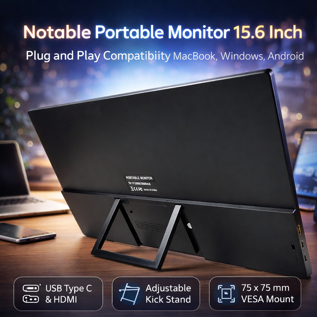 Gambar produk Taffware Portable Monitor 15.6 Inch IPS FHD 60Hz HDR10 HDMI Type C - HF-60