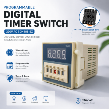MFRI Programmable Digital Timer Switch Sakelar Waktu Relay 220V - DH48S-2Z