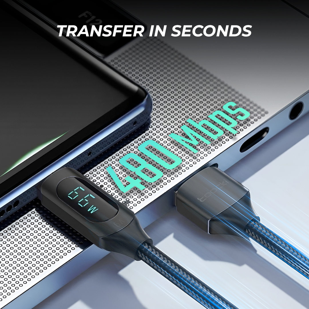 Gambar produk Toocki Kabel Charger USB A to USB Type C Fast Charging Braided 6A 66W 1M - TXCT-XY01/XYA01