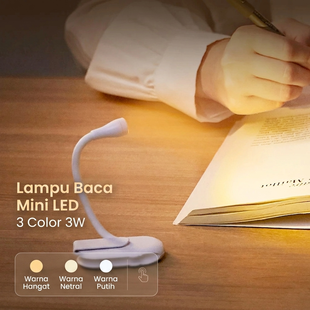 FREN Lampu Baca Mini LED Detachable Clip Lamp Charging 3 Color 3W - JS-05 Gambar produk FREN Lampu Baca Mini LED Detachable Clip Lamp Charging 3 Color 3W - JS-05 - Utama