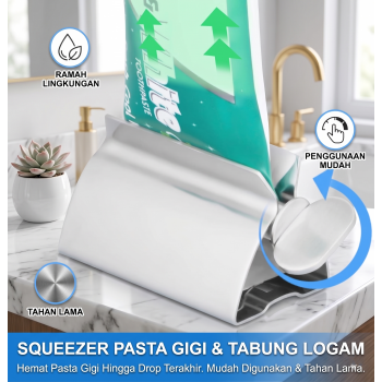 Januel Squeezer Pasta Gigi Odol Stainless Steel Rolling Toothpaste - Jn15
