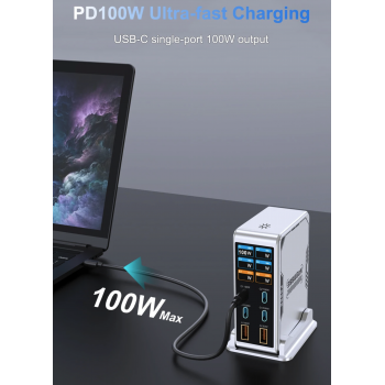 Gambar produk Taffware Charger Station Fast Charging LED USB Type C GaN 300W - BK-122D