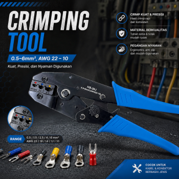 YEFYM Tang Crimping Tool Insulation Terminal Crimper 0.5-6mm2 AWG22-10 - HS-30J