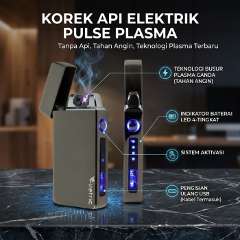 Gambar produk Firetric Korek Api Elektrik Pulse Plasma Cross Double Arc Lighter - JL613-FD