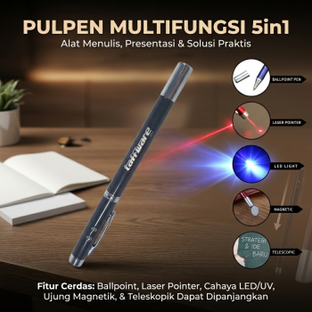Taffware Pulpen Multifungsi 5in1 Laser Pointer Telescopic LED Magnetic - 5RLS