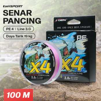 TaffSPORT Senar Pancing PE 4 Braided Strand Fishing Line 100M - X4