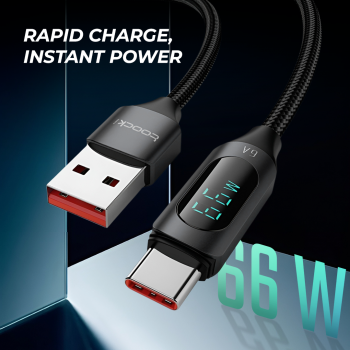Gambar produk Toocki Kabel Charger USB A to USB Type C Fast Charging Braided 6A 66W 1M - TXCT-XY01/XYA01