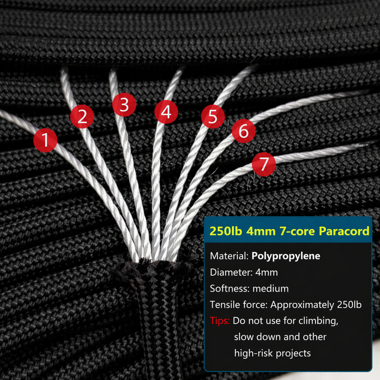 SHRADE Tali Tenda Paracord Rope Tent Camp 7 Core 4mm 100M - SH139 Gambar produk SHRADE Tali Tenda Paracord Rope Tent Camp 7 Core 4mm 100M - SH139 - 6
