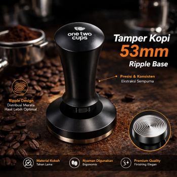 One Two Cups Tamper Kopi Espresso Barista Threaded Base Stainless 304 - JN-24