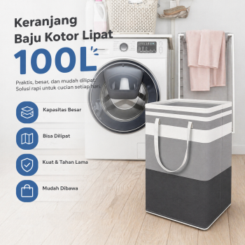 HOSPORT Keranjang Baju Kotor Lipat Laundry Basket Foldable 100L - H10