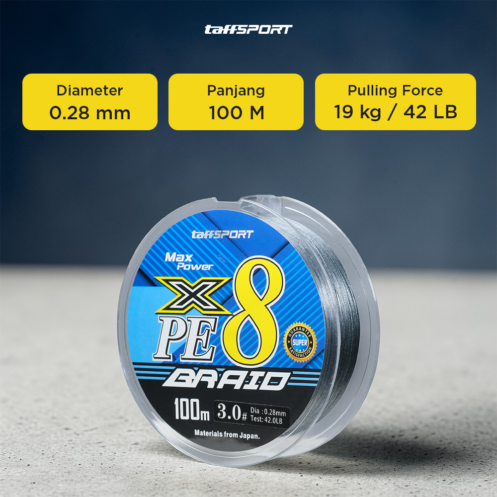 TaffSPORT Senar Pancing PE 8 Braided Strand Fishing Line 100M 3.0 - X8 Gambar produk TaffSPORT Senar Pancing PE 8 Braided Strand Fishing Line 100M 3.0 - X8 - 5