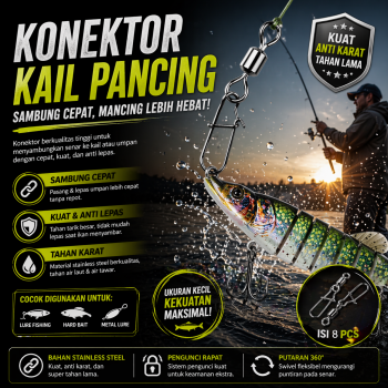 Gambar produk TaffSPORT Rolling Snap Swivel Kili Kili Pancing Konektor Kail 2 8 PCS - S20