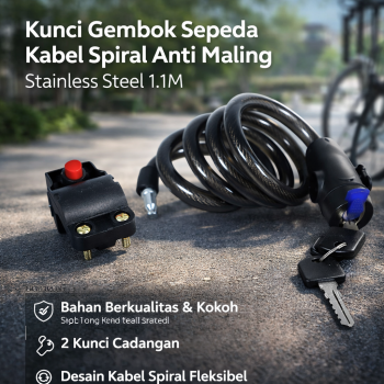 Kunci Gembok Sepeda Kabel Spiral Anti Maling Stainless Steel 1.1M - GT85