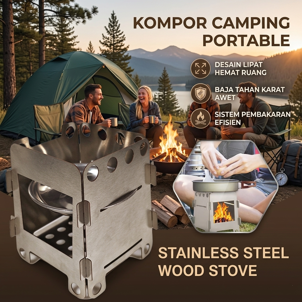 Gambar produk LIX Kompor Portable Tungku Arang Kayu Spiritus Outdoor Camping Stove - L-95 - Utama