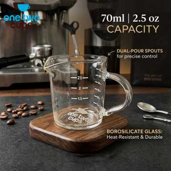 One Two Cups Teko Cangkir Gelas Kopi Takaran Tahan Panas 70ml - A00313