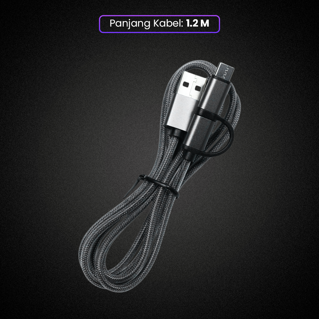 FLOVEME Kabel Charger 2in1 Fast Charging Micro USB Type C 14W 1.2M - B00626 Gambar produk FLOVEME Kabel Charger 2in1 Fast Charging Micro USB Type C 14W 1.2M - B00626