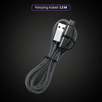 Gambar produk FLOVEME Kabel Charger 2in1 Fast Charging Micro USB Type C 14W 1.2M - B00626
