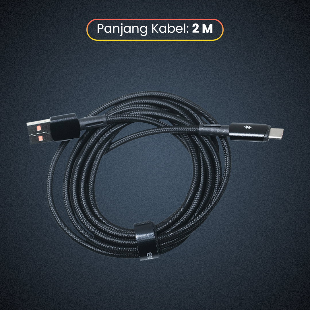 Gambar produk ESSAGER Kabel Data USB A to Type C Fast Charging Braided 120W 6A 2M - EXC120-CG01-P - 7