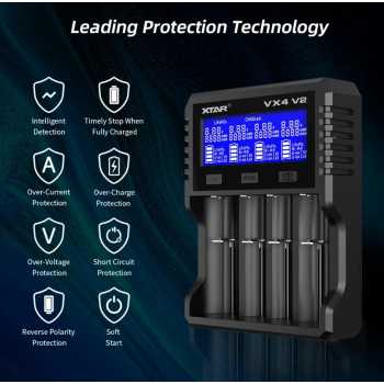 Gambar produk XTAR Charger Baterai 4 Slot AA AAA Li-Ion Ni-MH USB Type C QC3.0 - VX4 V2