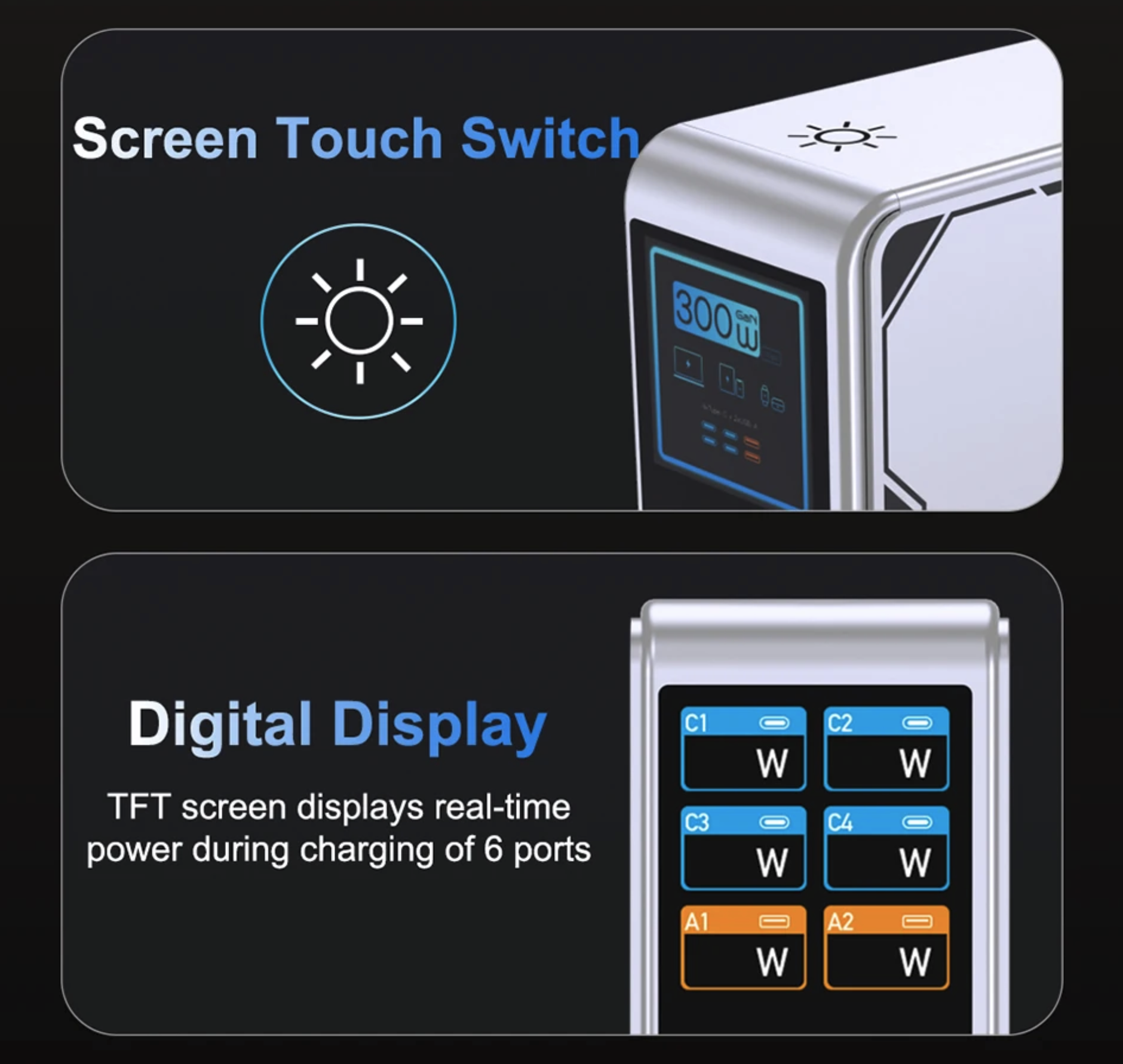 Gambar produk Taffware Charger Station Fast Charging LED USB Type C GaN 300W - BK-122D