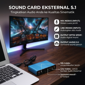 Gambar produk Kebidumei Sound Card External 5.1 Suround USB for Laptop PC - CM6206