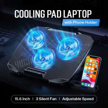 COOLCOLD Cooling Pad Laptop Gaming Kipas Pendingin LED 3 Fan 15.6Inch - F2 Plus