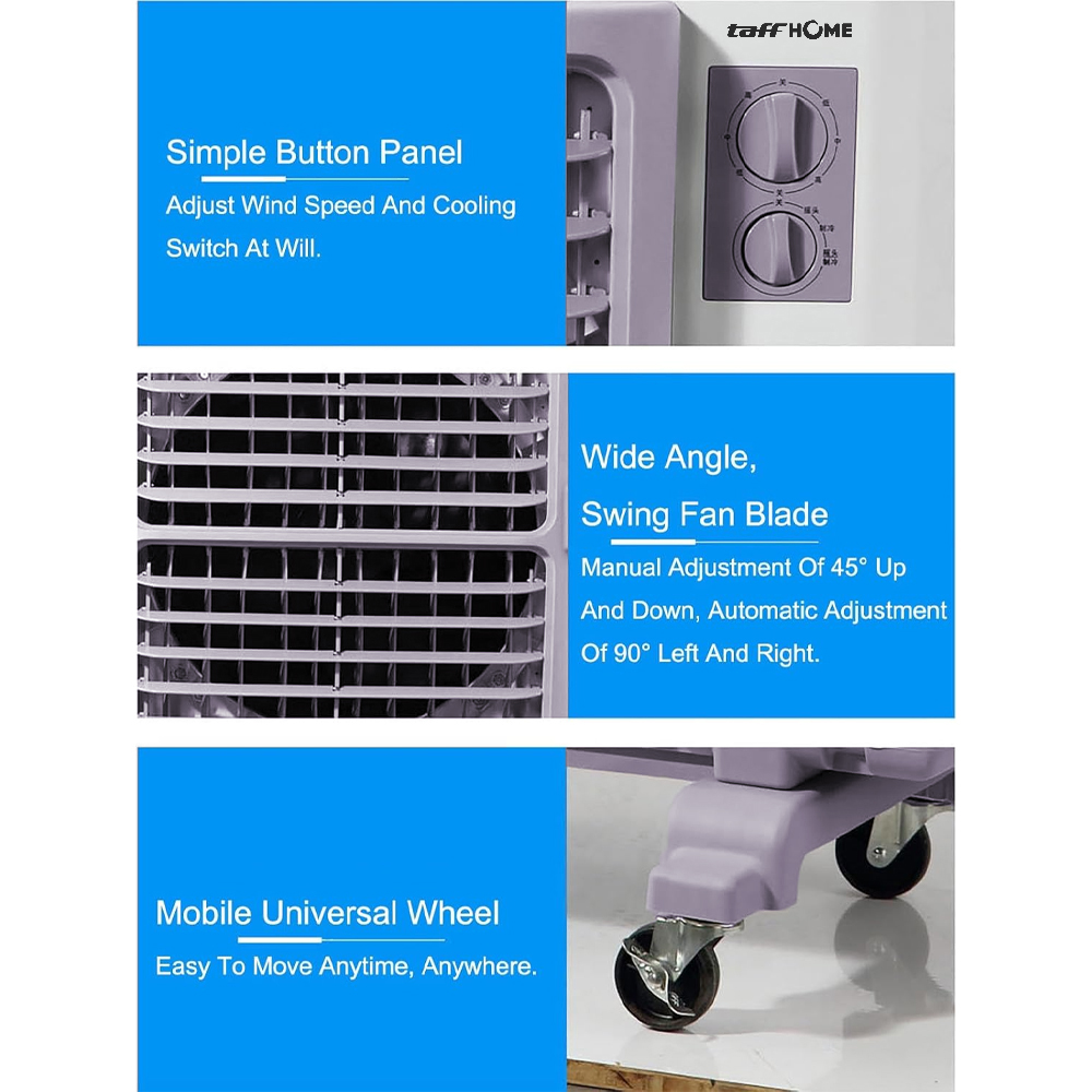 TaffHOME Air Cooler Industrial Evaporative 3 Speed 11.5m/s 480W 100L - 120A Gambar produk TaffHOME Air Cooler Industrial Evaporative 3 Speed 11.5m/s 480W 100L - 120A