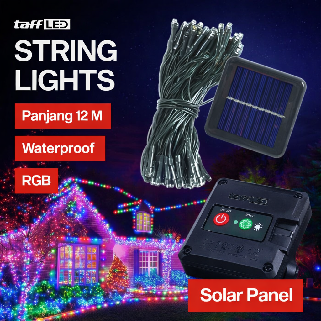TaffLED Lampu Hias String Lights Solar 12M 100 LED RGB Waterproof - YY-3210 Gambar produk TaffLED Lampu Hias String Lights Solar 12M 100 LED RGB Waterproof - YY-3210 - Utama