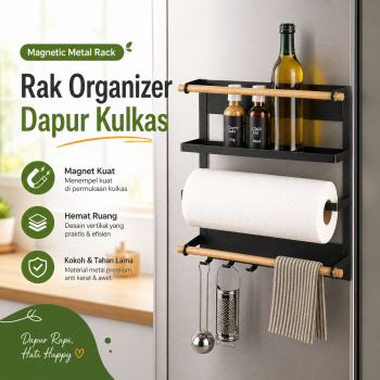 BearPaw Rak Organizer Dapur Kulkas Spice Magnetic Metal Rack - G58