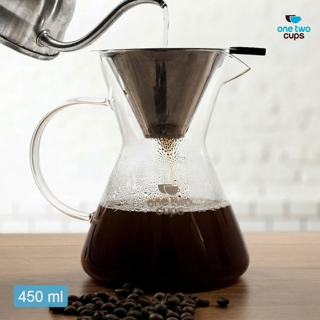Gambar produk One Two Cups Coffee Server Chemex Drip Pour Over with Filter 450ml - YD-KT001 - Utama