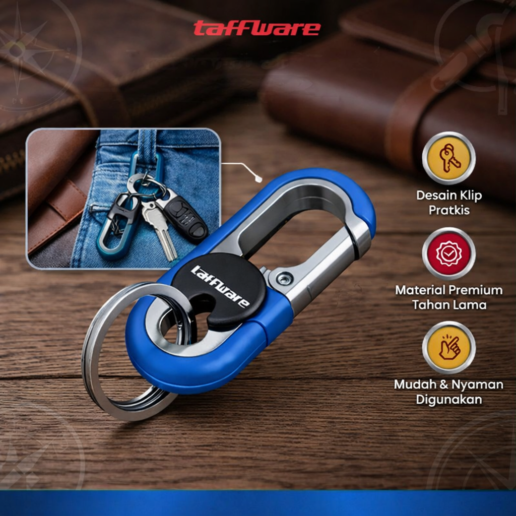 Taffware Gantungan Kunci Carabiner Keychain Clip Stainless Steel - A3746 Gambar produk Taffware Gantungan Kunci Carabiner Keychain Clip Stainless Steel - A3746 - Utama