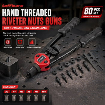 Taffware Hand Threaded Riveter Nuts Guns M3-M10 with Nuts 60 PCS - BT605