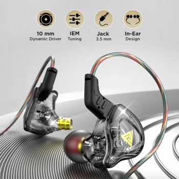 QKZ Wired Earphone IEM In Ear Monitor Dynamic HiFi Gaming Music Bass - QKZ-AK6-DMX