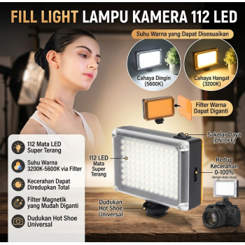 Gambar produk TaffSTUDIO Fill Light Lampu Kamera Video Portable 112 LED - FT-112