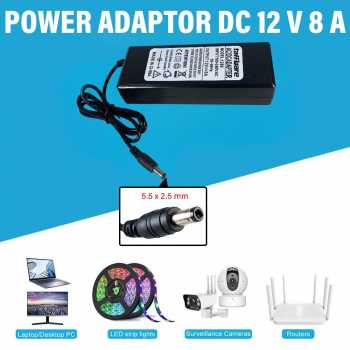 Taffware Adaptor Power Supply Converter AC to DC 12V 8A LED Strip - 1280
