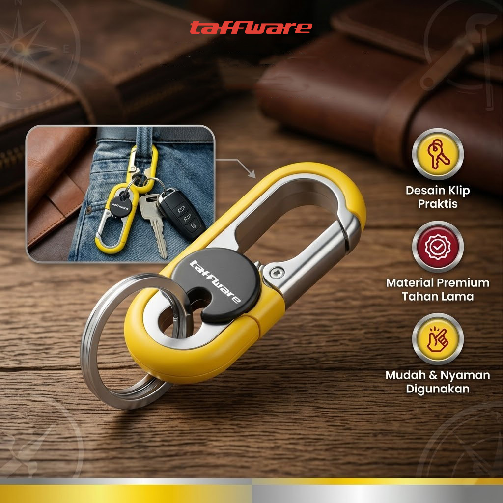 Taffware Gantungan Kunci Carabiner Keychain Clip Stainless Steel - A3746 Gambar produk Taffware Gantungan Kunci Carabiner Keychain Clip Stainless Steel - A3746 - Utama