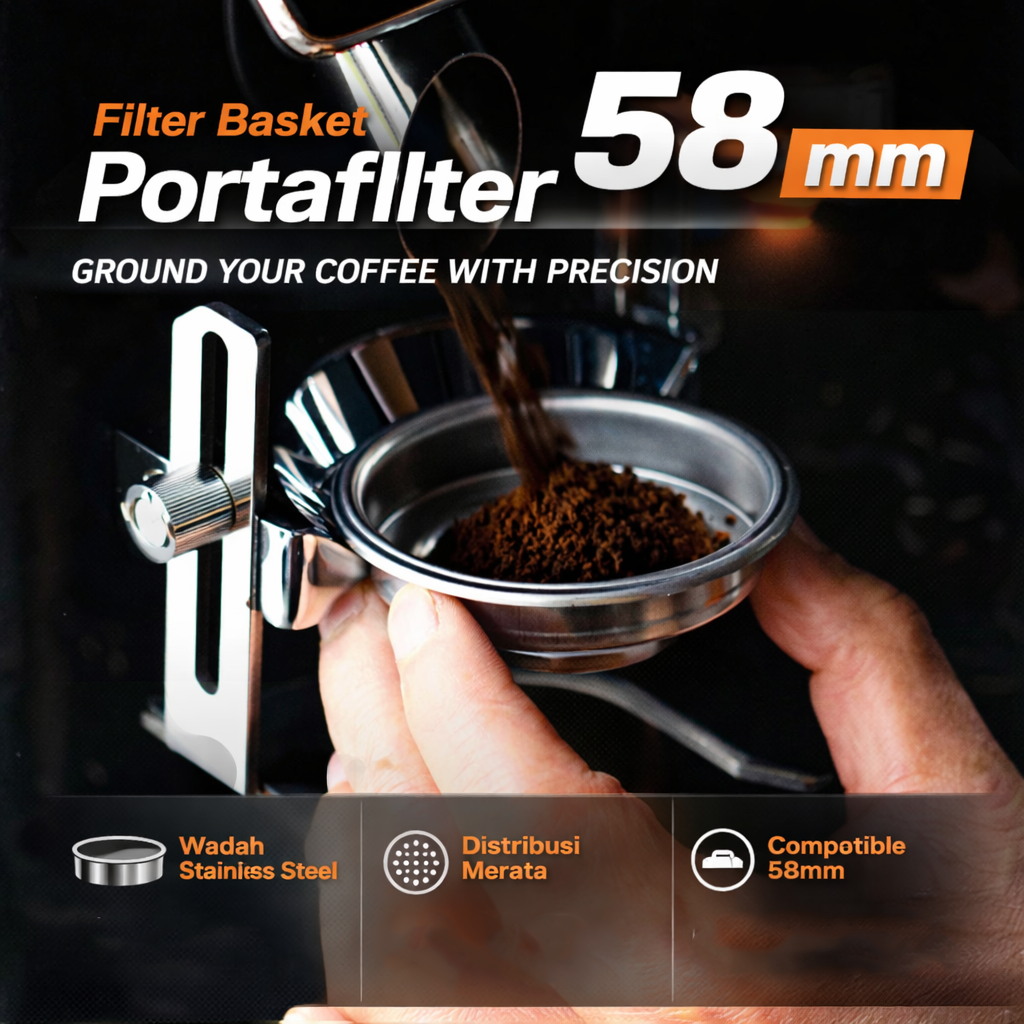 Gambar produk Kisshome Espresso Coffee Filter Basket Portafilter Single Layer 58mm - KH304