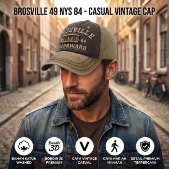 HATBY Topi Baseball Cap Bordir 3D Casual Style BROSVILLE 49 NYS 84 - H052