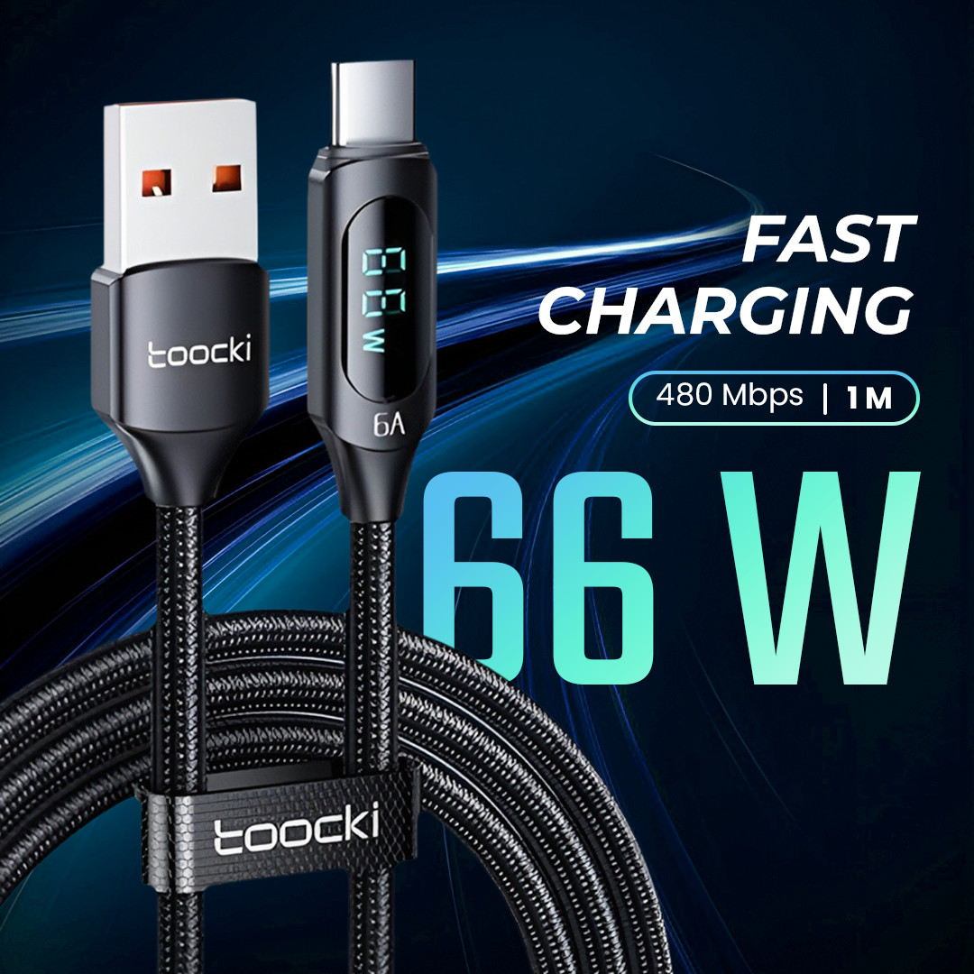 Gambar produk Toocki Kabel Charger USB A to USB Type C Fast Charging Braided 6A 66W 1M - TXCT-XY01/XYA01