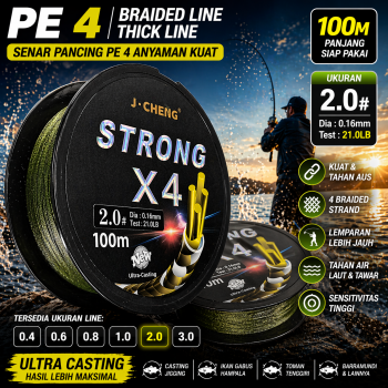 J-Cheng Senar Pancing PE 4 Braided Strand Fishing Line 100M - JC4180
