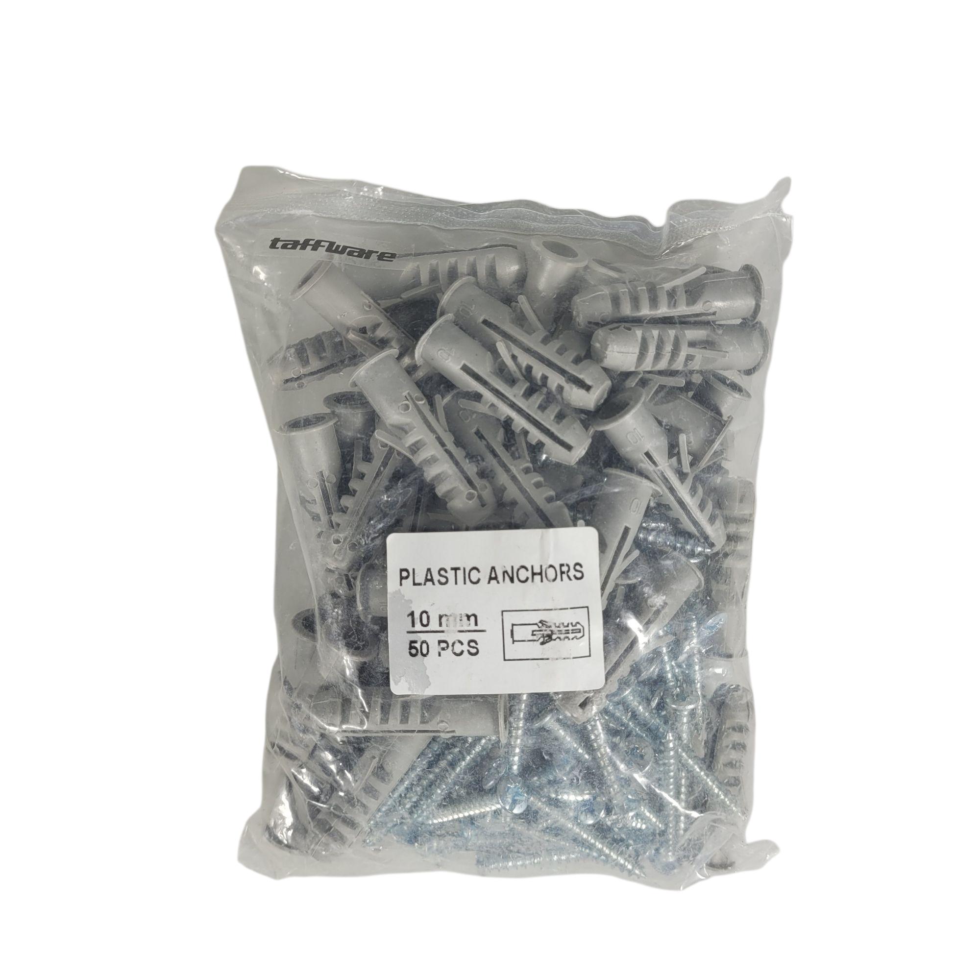 Taffware Expansion Fisher Pipe Nylon Wall Anchor Tube with FH Screw M10 Gambar produk Taffware Expansion Fisher Pipe Nylon Wall Anchor Tube with FH Screw M10 - Kemasan