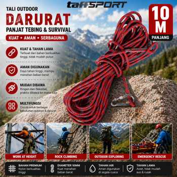 TaffSPORT Tali Outdoor Darurat Panjat Tebing Survival Fire Rope 10mm - DC390