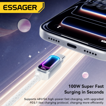 Gambar produk ESSAGER Kabel Data Type C to Type C Fast Charging PD QC 3.1 5A 100W 1M - ES-X81