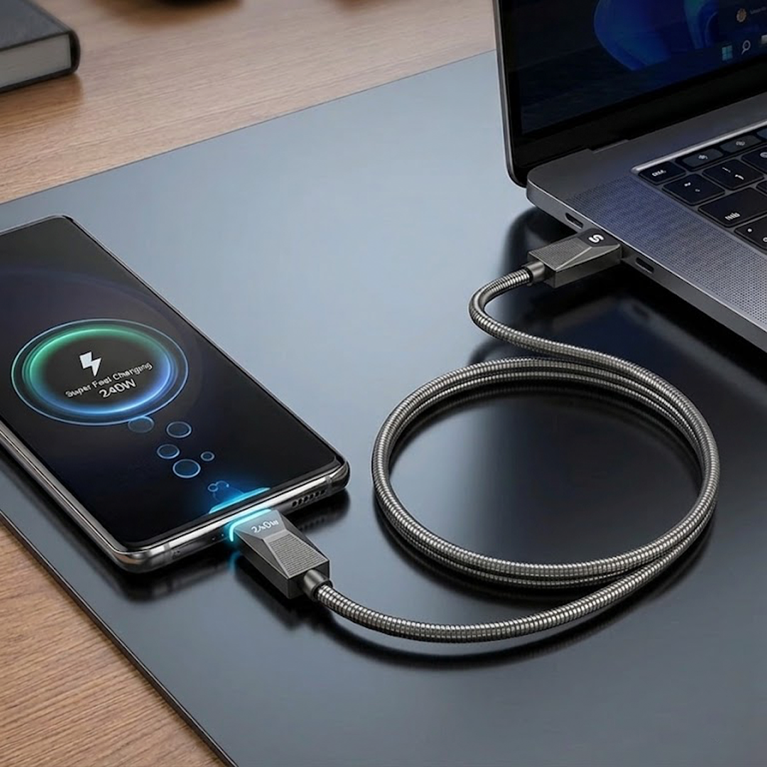 Gambar produk ESSAGER Kabel Data USB Type C to Type C Fast Charging 240W 1M - EXCTT3-SB0A-Z