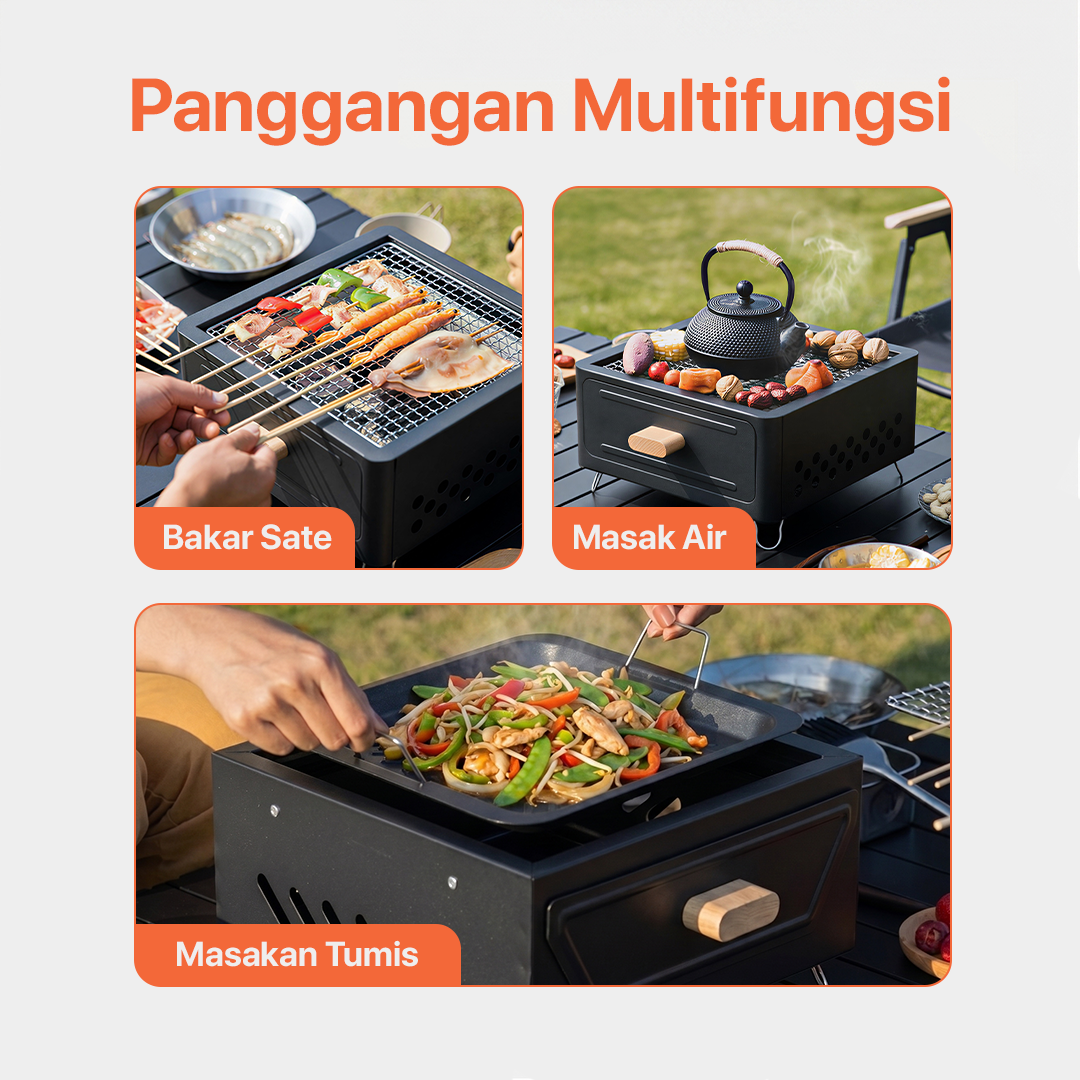 WOODPACK Alat Panggang Arang Portable BBQ Outdoor Grill Stove With Frying Pan - sk201 Gambar produk WOODPACK Alat Panggang Arang Portable BBQ Outdoor Grill Stove With Frying Pan - sk201 - 6