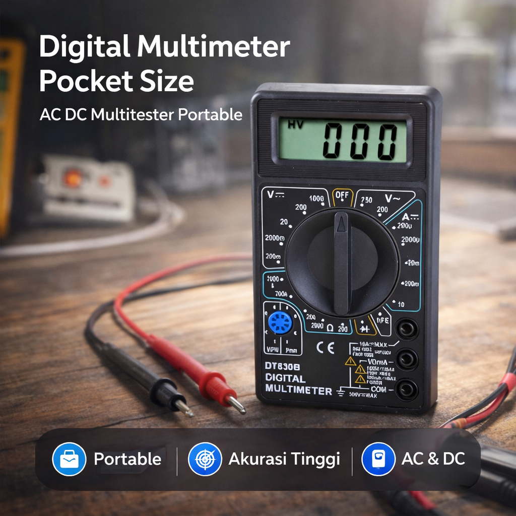 Gambar produk Vastar Digital Multimeter Pocket Size AC DC Multitester Portable - DT830B - Utama