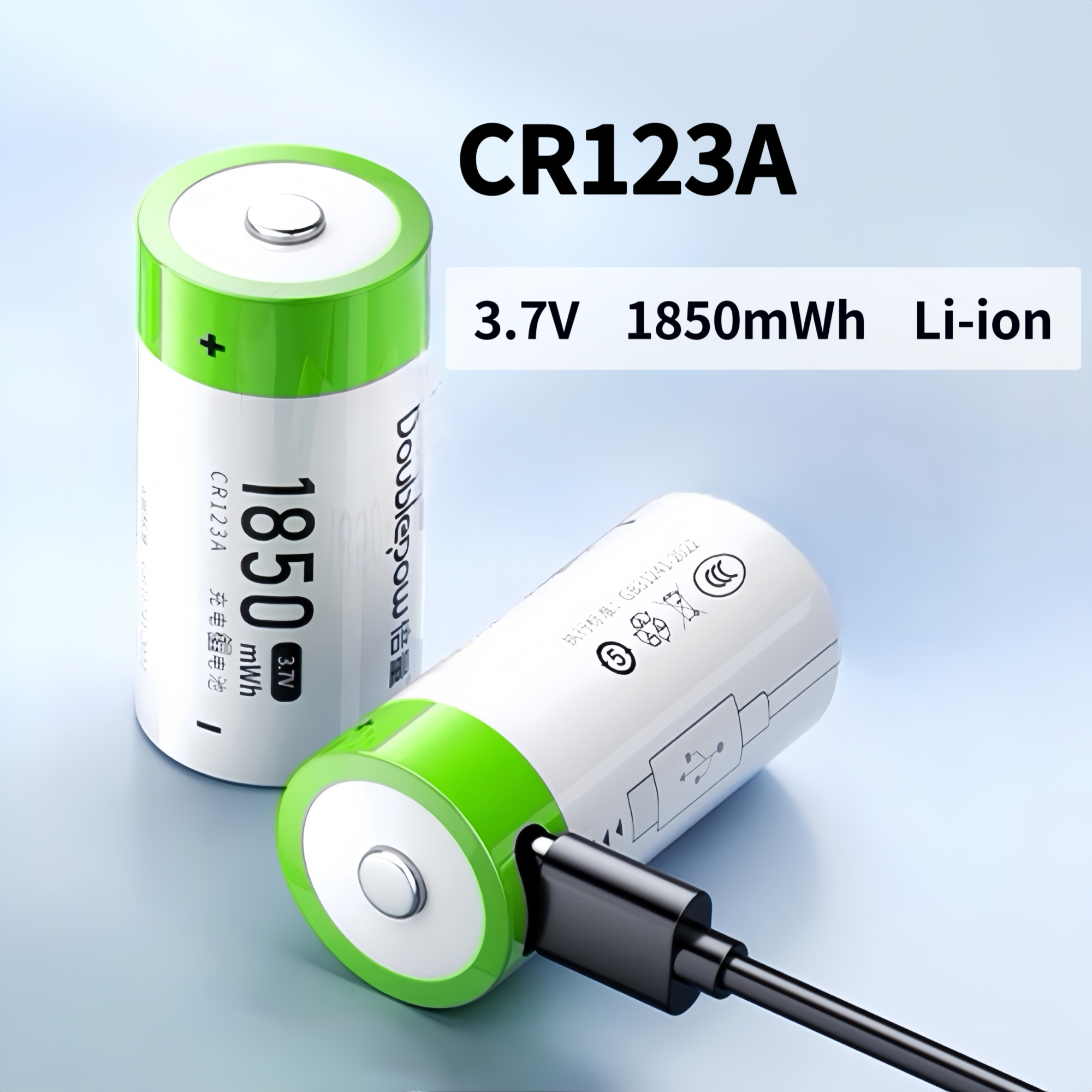 Gambar produk Doublepow Baterai Isi Ulang CR123A Li-Ion USB Type C 500mAh 3.7V 1 PCS - DP-1850