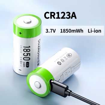 Gambar produk Doublepow Baterai Isi Ulang CR123A Li-Ion USB Type C 500mAh 3.7V 1 PCS - DP-1850