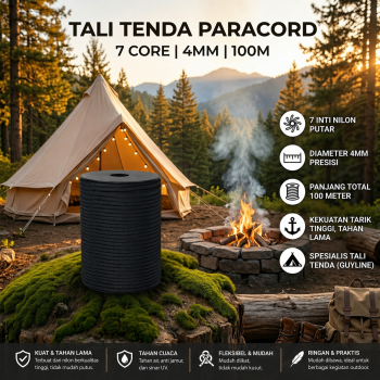 KOTUDENAVY Tali Tenda Paracord Rope Clothes Drying 7 Core 4mm - KO5
