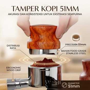 COFURY Macaron Tamper Kopi Coffee Distribution Tool 3 Angled Base 51mm - CU3